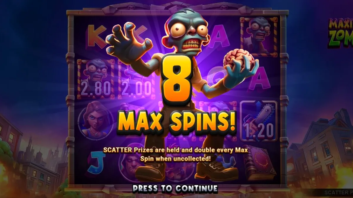Cena apocalíptica do slot Maximum Zombie com Zed o sobrevivente